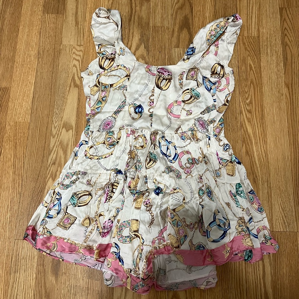 VANESSA MOONEY THE ELISABETH ROMPER DRESS in Jewelry Print Size Large - Picture 10 of 13